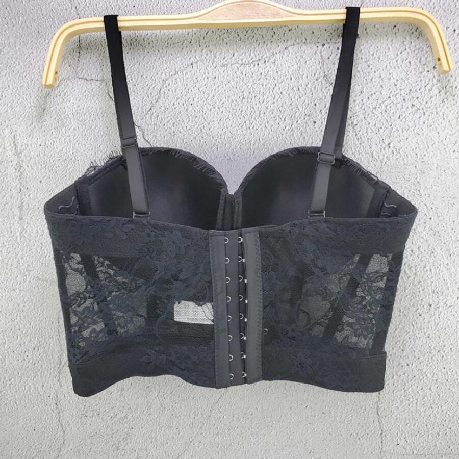 Lace Sexy See Through Crop Top To Wear Out Women Camis Summer Party Corset Push Up Bustier Bra