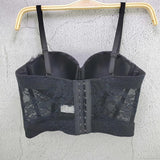 Lace Sexy See Through Crop Top To Wear Out Women Camis Summer Party Corset Push Up Bustier Bra