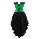 Women Sexy Lace Floral Corset Dress Victorian Fashion Corset Bustier Lingerie Top With Gothic Asymmencial High Low Skirt Set