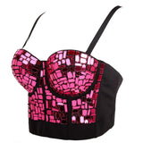 New Camis Top Sequins Slim Disco Push Up Cropped Sexy Corset Tops Performance To Wear Out Crop Top