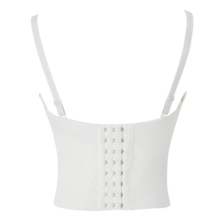 Crop Top With Built In Bra Acrylic Imitation Stones Push Up Sexy Corset Tops Performance Underwear Camisole