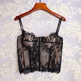 Lace Mesh Sexy Corset With Cup Nightclub Party Women Camis In Bra Cropped Crop Top Push Up Breast Clothes