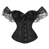 Off shoulder Corset Solid Corsets Overbust Corset Bustier Sexy Lolita Women Girl Outwear Waist Slimming Lace ruffles Gorset