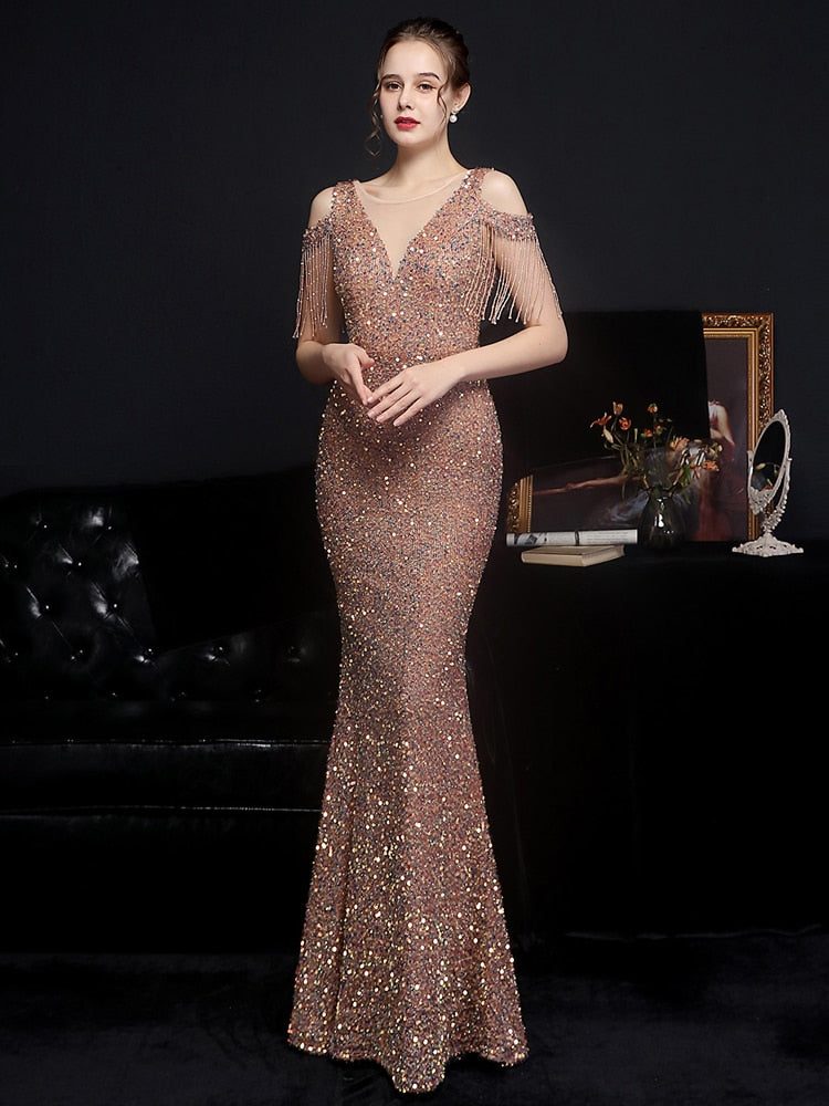 knee length dresses for ladies Gold Metallic Bodycon Midi Dress Halter Neck
