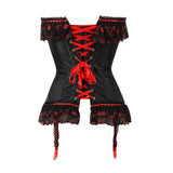 Sexy Satin Straps Corset Cup stripe Spaghetti Showgirl lace up boned Waist Trainer Bustier Plus Size S-2XL Lingerie