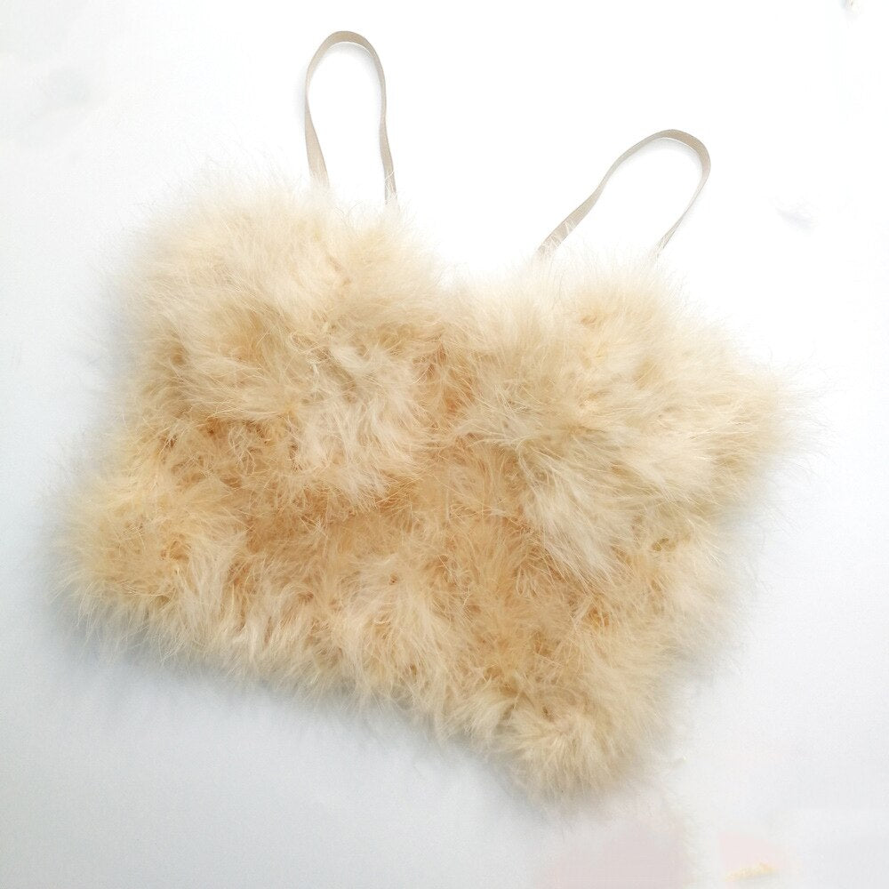 Sexy Feather Show Women Camis Winter Cropped Slim Body Corset Crop Top To Wear Out Push Up Bustier Bra