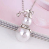 Cute Snowman Pendant Long Necklace Women Gold Color Pearl Jewelry Wedding Jewelry Santa Claus Christmas Gifts
