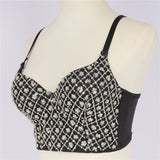 Sequins Beaded Top Short Sexy Push Up Chest Nightclub Party Crop Top Off Shoulder Camis With Built In Bra