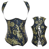 Sexy Underbust Vintage Steel Boned Lace up Back Corset Waist Training Bustier Embroidery Vest Lingerie