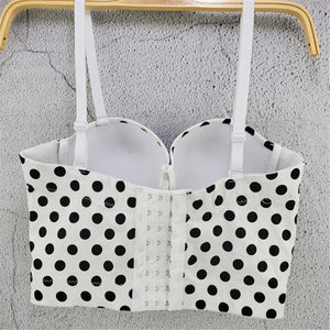 Polka Dot Fresh Corset Tops Vintage Sexy Crop Top Women Cami Tops With Built In Bra Push Up Bralette