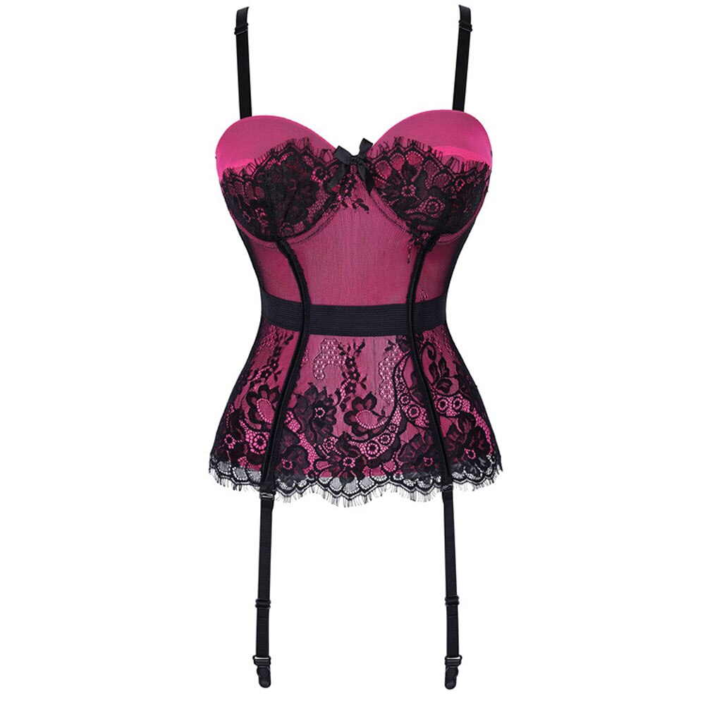 Sexy Womens Lace Waist Cincher Bra Gothic Bustiers Top Corsets and Bustier Waist Trainer Bra Lingerie