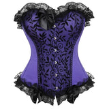 Women Sexy Lace Floral Corset Dress Victorian Fashion Corset Bustier Lingerie Top With Gothic Asymmencial High Low Skirt Set