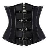 Women Sexy Gothic Faux Leather Underbust Corset Steampunk Spiral Steel Boned Corset Waist Trainer Corsets Bustiers Lingerie Top