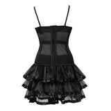 Victorian Burlesque Straps Corset Dress Women Gothic Sexy Cup Lace Corset Bustier Lingerie Top With Striped Mini Skirt Set