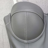 New PU Leather Winter Crop Top To Wear Out Sleeveless Top Corset Sexy Show Bra Push Up Bustier Tops