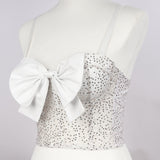 Crop Tops Sexy Sleeveless Sequins Bow Women Top Cropped Party Corset Push Up Bustier Camis Built in Bra