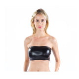 Metallic Strapless Bandeau Tube Crop Tops Shiny Stretchy Rave Festival Holographic Tank Top Bra Clubwear