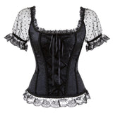 Retro Renaissance Corset Princess Palace Clothing Transparent Shoulder Sleeves Lingerie Bodyshaper straps