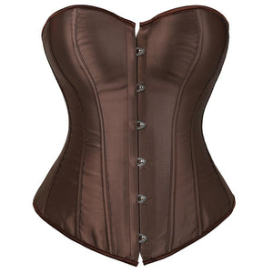 Elegant Women Corsets Bustiers Overbust Tops Satin Sexy Costume Corset Brocade Vintage Style Bridal Korsett Plus Size