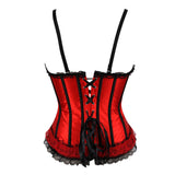 Sexy Satin Straps Corset Cup stripe Spaghetti Showgirl lace up boned Waist Trainer Bustier Plus Size S-2XL Lingerie