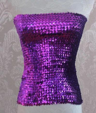 Stretch Sequin Tube Top Glitter Disco Retro Sparkly Boob Bandeau Top Clubwear Sexy Festival Raves Outfit Party Crop Top Costume