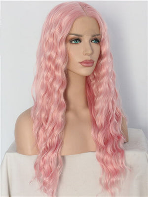 Long Cymbidium Soft Pink Curly Synthetic Lace Front Wig