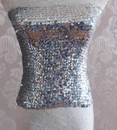 Stretch Sequin Tube Top Glitter Disco Retro Sparkly Boob Bandeau Top Clubwear Sexy Festival Raves Outfit Party Crop Top Costume