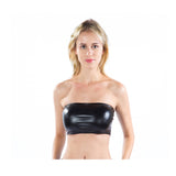 Metallic Strapless Bandeau Tube Crop Tops Shiny Stretchy Rave Festival Holographic Tank Top Bra Clubwear