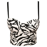 Crop Top Short Sexy Winter Bra Zebra Striped Women Off Shoulder Camis Tops With Built In Bra Push Up Chest