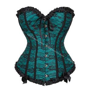 Women Corset Top Lace Up Overbust Boned Sexy Lingerie Renaissance Victorian Corsets Floral Pluse Size