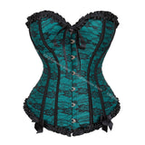 Women Corset Top Lace Up Overbust Boned Sexy Lingerie Renaissance Victorian Corsets Floral Pluse Size