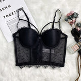 New In Sexy Lace Mesh Crop Top Summer Slim Push Up Bralette Bra Cropped To Wear Out Corset Tops Cami Clothes