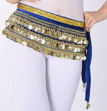 Multi-Rows Gold Coin Beads Belly Dance Skirt Wrap Gift Idea Dance Shows Party Night Out Shining Velvet Hip Scarf Skirt Dancewear
