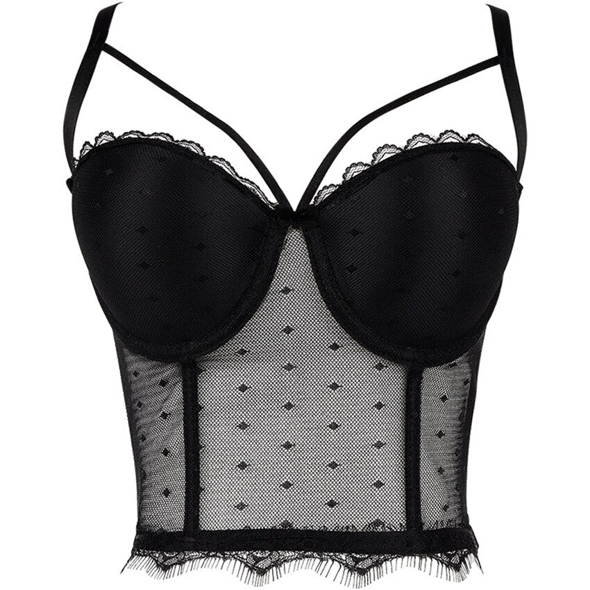 New In Sexy Lace Mesh Crop Top Summer Slim Push Up Bralette Bra Cropped To Wear Out Corset Tops Cami Clothes