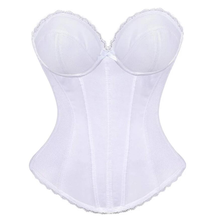 Elasticity Sexy Straps Halter Overbust Corset Lingerie Top Wedding Black/White Cotton with Cup Body shaper Hot Corset Bustier