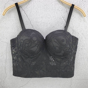 New Summer Embroidery Casual Lace Crop Top To Wear Out Push Up Bralette Bra Cropped Corset Tops Female Sexy Camis Clothing