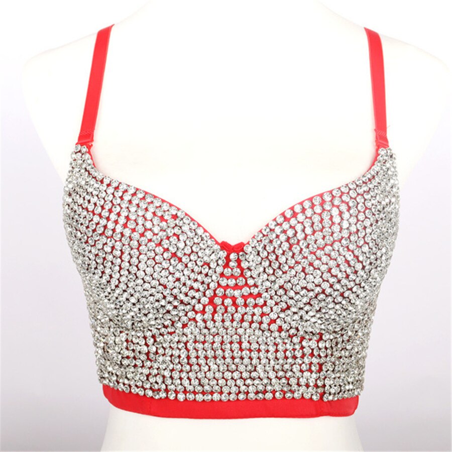 Summer Corset Top To Wear Out Beading Rhinestones Sexy NightClub Party Women Top Push Up Cami Top Bra