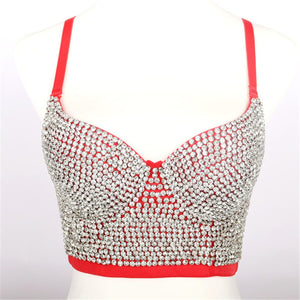 Summer Corset Top To Wear Out Beading Rhinestones Sexy NightClub Party Women Top Push Up Cami Top Bra