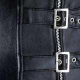 Women Gothic Sexy Faux Leather Straps Corset Vest Studded Zipper Buckles Body Shaper Corset Bustier Lingerie Top Plus Size Black