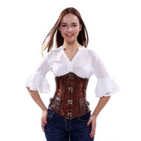 Women Sexy Gothic Faux Leather Underbust Corset Steampunk Spiral Steel Boned Corset Waist Trainer Corsets Bustiers Lingerie Top