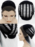 Middle Length Half Black Half White Queen Cosplay Wave Synthetic Lace Front Wig - FashionLoveHunter