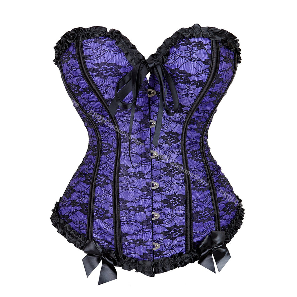 Women Corset Top Lace Up Overbust Boned Sexy Lingerie Renaissance Victorian Corsets Floral Pluse Size