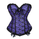Women Corset Top Lace Up Overbust Boned Sexy Lingerie Renaissance Victorian Corsets Floral Pluse Size