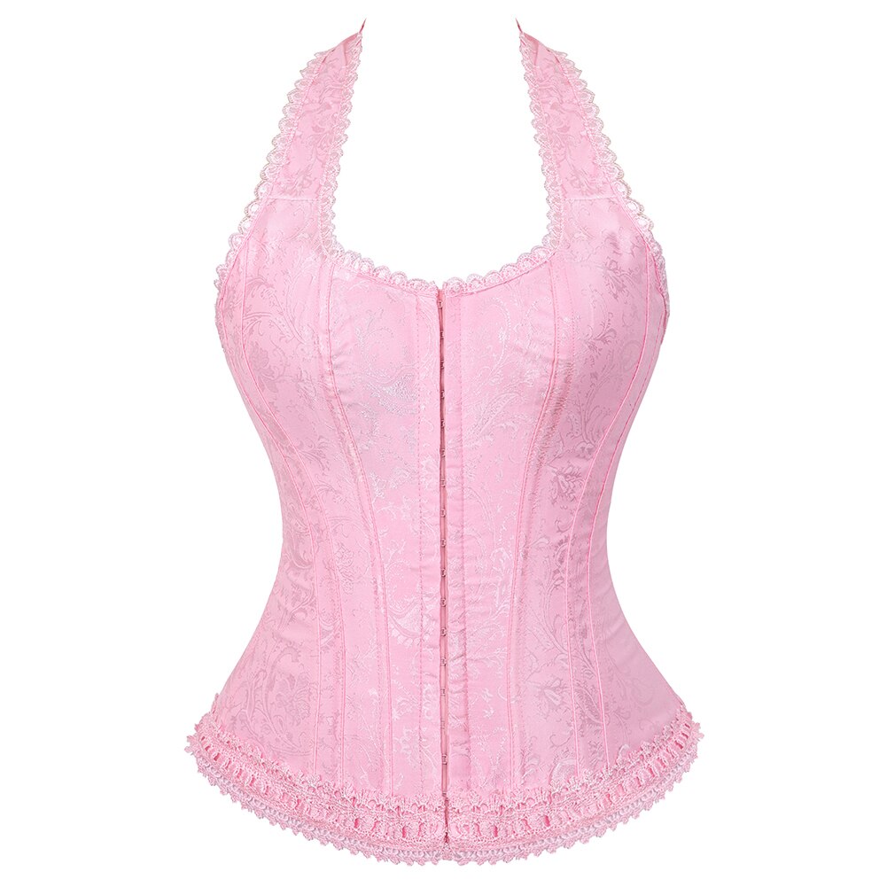 Sexy Women Red Plaid Overbust Straps Corset Waist Cincher Outwear Halter Bustier with G-string Plus Size S-6XL