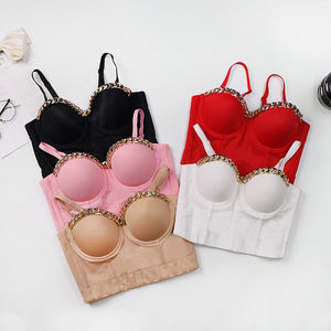 Gold-Plated Chain Corset Top Nightclub Sexy Crop Top To Wear Out Bra Push Up Bustier