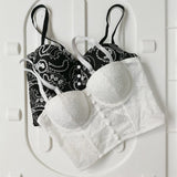 Off Shoulder Tanks Camis Summer Sexy Corset Lace Embroidery Short Crop Top To Wear Out Push Up Bralette Cropped