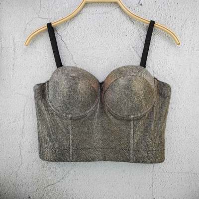 Gradient Shiny Sexy Night Club Party Crop Top Push Up Bralette Bra Cropped To Wear Out Corset Tops Cami Clothing
