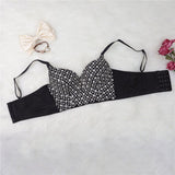 Sequins Beaded Top Short Sexy Push Up Chest Nightclub Party Crop Top Off Shoulder Camis With Built In Bra