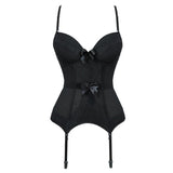 Victorian Burlesque Straps Corset Dress Women Gothic Sexy Cup Lace Corset Bustier Lingerie Top With Striped Mini Skirt Set