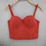 Winter Imitation Leather Velvet Crop Top To Wear Out Nightclub Sexy Tops Women Push Up Bustier Bra
